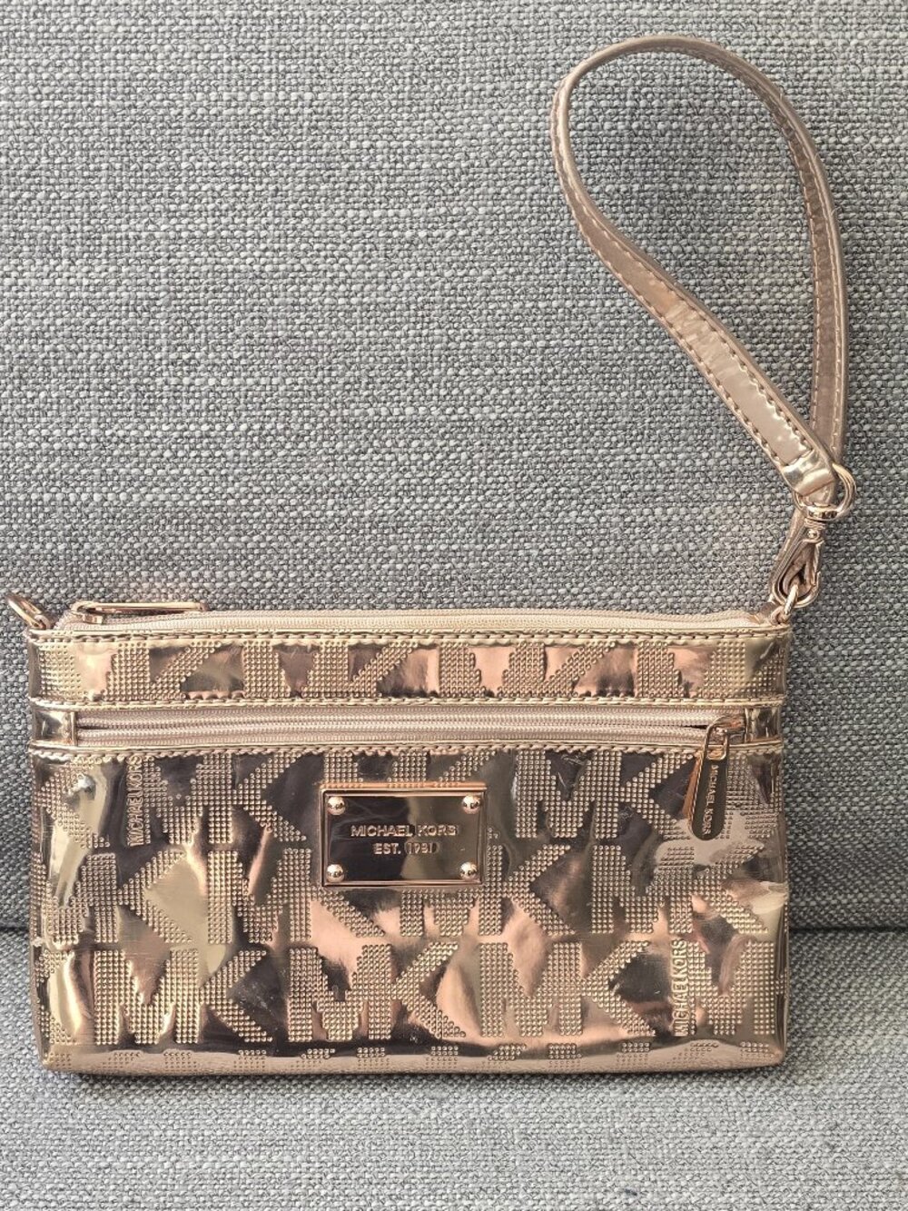 Michael Kors Metallic Rose Gold Wristlet